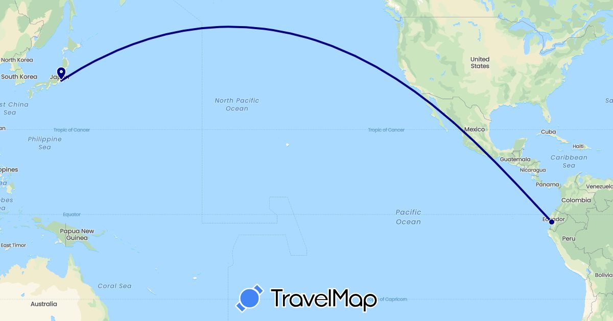 TravelMap itinerary: driving in Ecuador, Japan (Asia, South America)